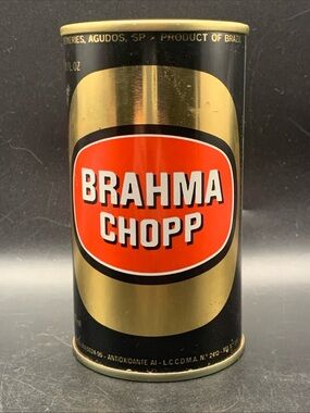 Vintage Beer Can Brahma Chopp Pull Tab Empty Steel Can Brazil